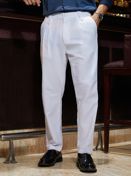 Ribbed-Pleated Chino Trousers