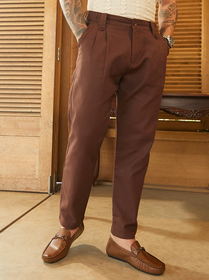 Ribbed-Pleated Chino Trousers