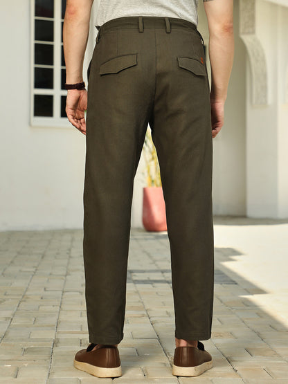 Ribbed-Pleated Chino Trousers