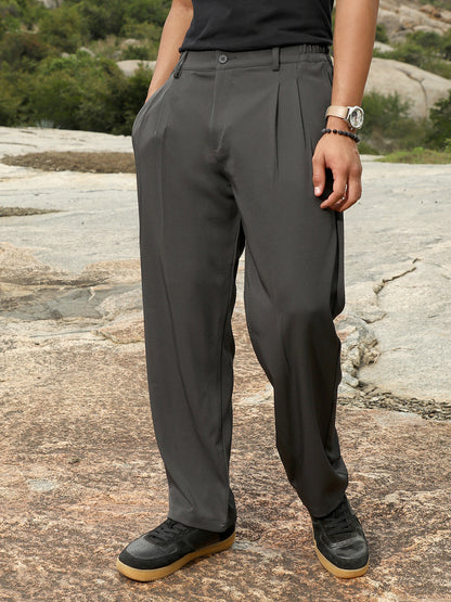Pleated Straight-Fit Tailoured Trousers