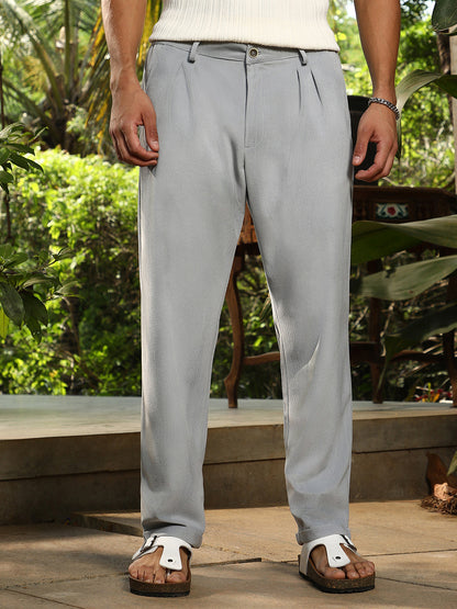 Cuffed Pleated Tailored Trousers
