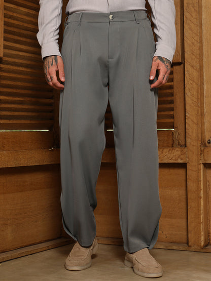 Straight-Cuffed Pleated Trousers