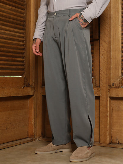 Straight-Cuffed Pleated Trousers