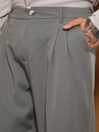 Straight-Cuffed Pleated Trousers