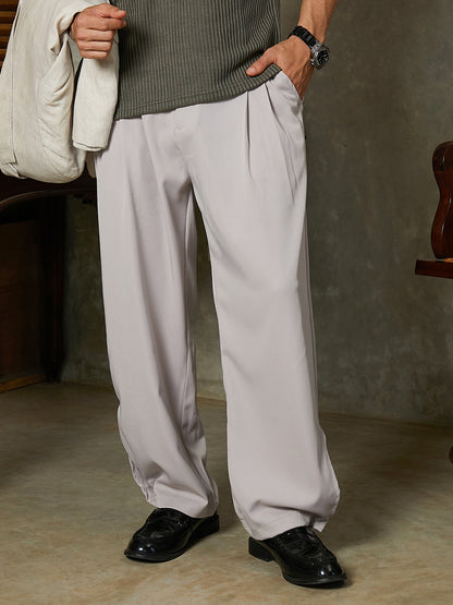Straight-Cuffed Pleated Trousers