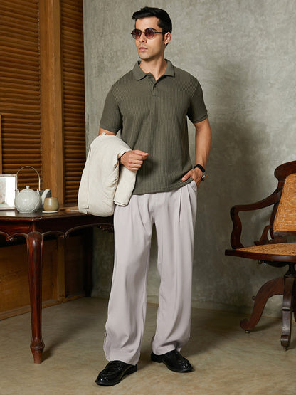 Straight-Cuffed Pleated Trousers