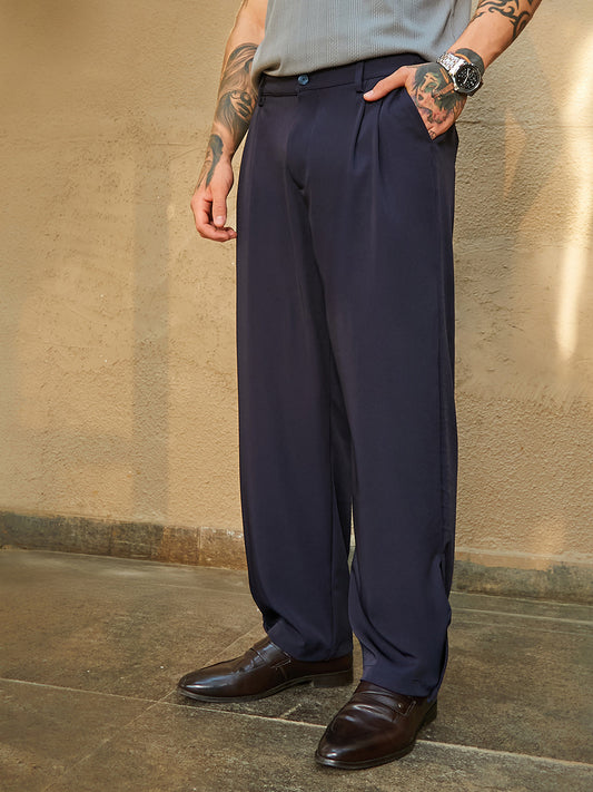 Straight-Cuffed Pleated Trousers