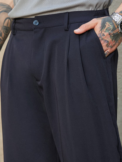 Straight-Cuffed Pleated Trousers