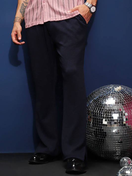 Micro-Waffle Straight Trousers