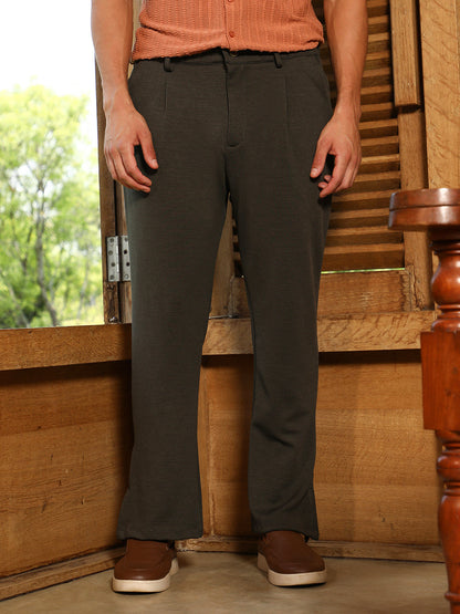 Micro-Waffle Straight-Leg Trousers