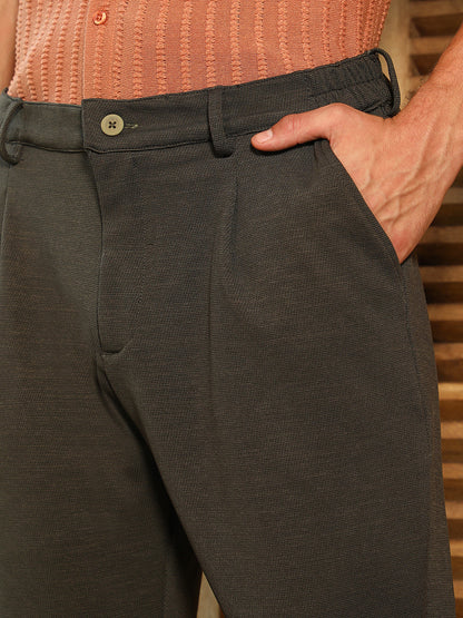 Micro-Waffle Straight-Leg Trousers