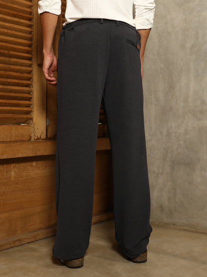 Micro-Waffle Straight-Leg Trousers