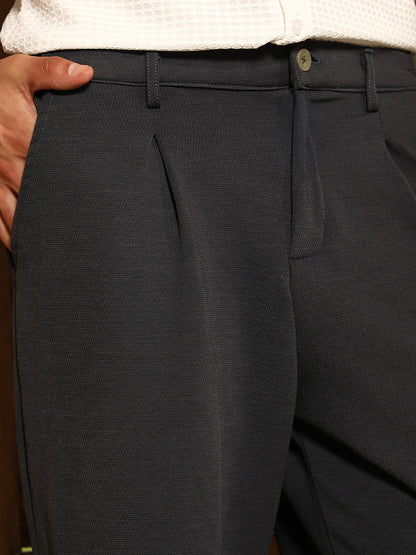 Micro-Waffle Straight-Leg Trousers