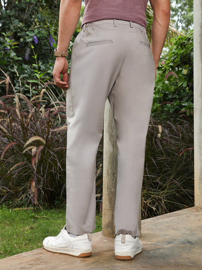 Fawn Grey Pleated Tailored Trousers