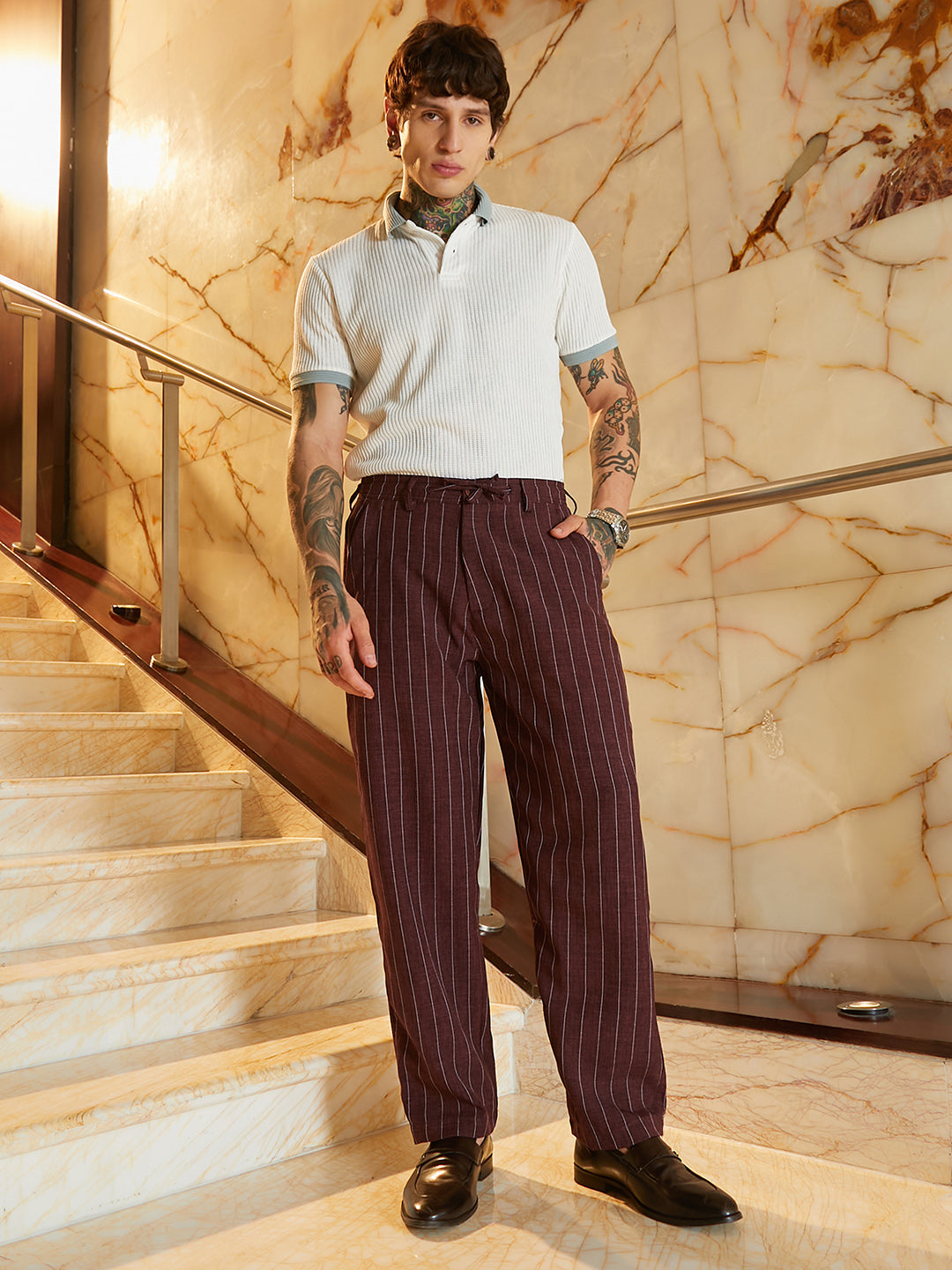 Pinstriped Chino Trousers