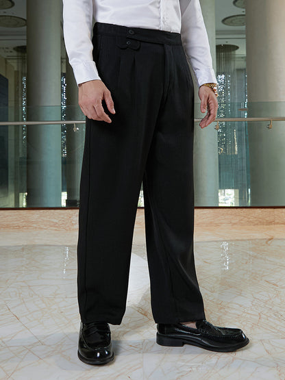 Pleated Extended-Button Trousers