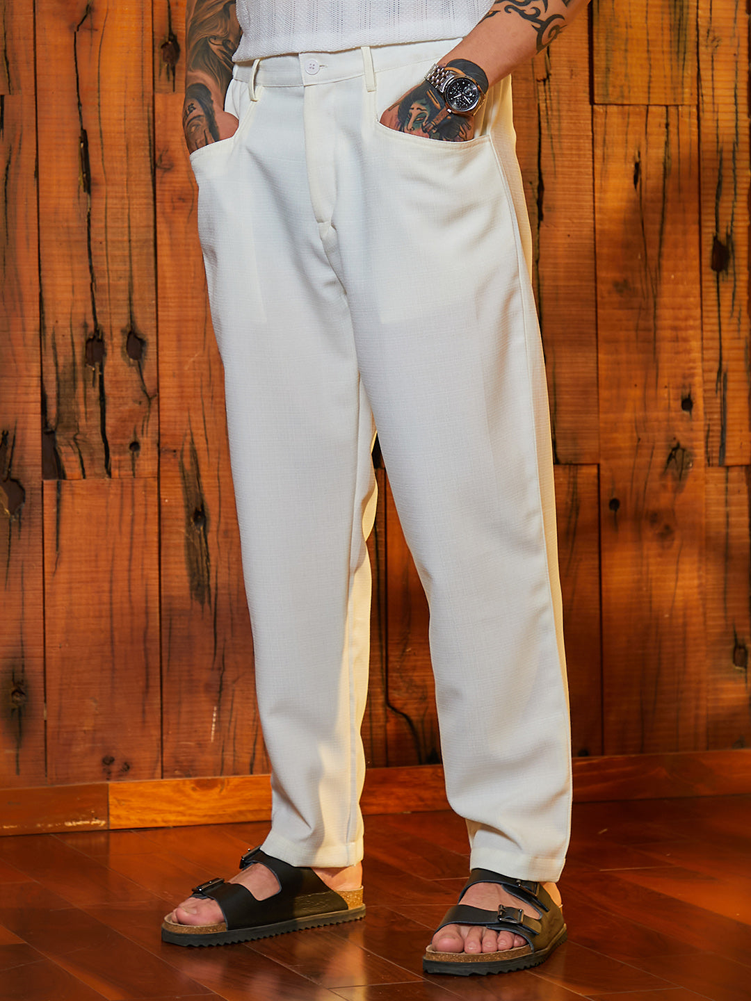 Straight Linen-Blend Trousers