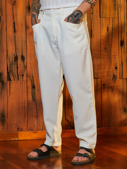 Straight Linen-Blend Trousers