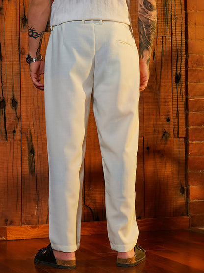 Straight Linen-Blend Trousers