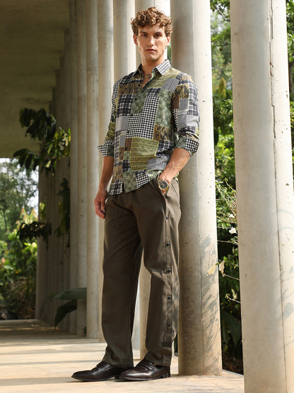 Side-Snap Straight Trousers