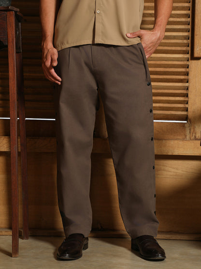 Side-Snap Straight Trousers