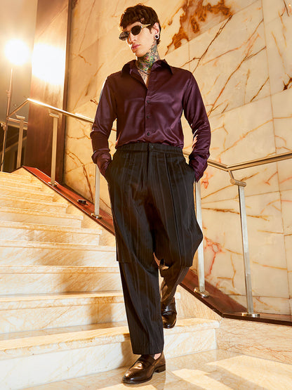 Unbalanced-Ridge Straight Trousers