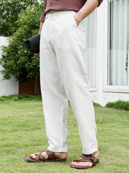 Off White Textured Trousers