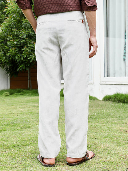 Off White Textured Trousers