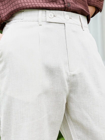 Off White Textured Trousers