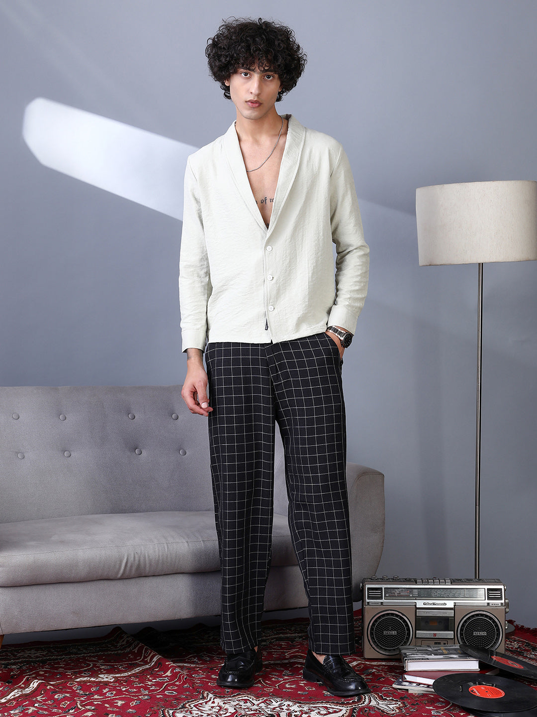 Graph-Check Staright Trousers