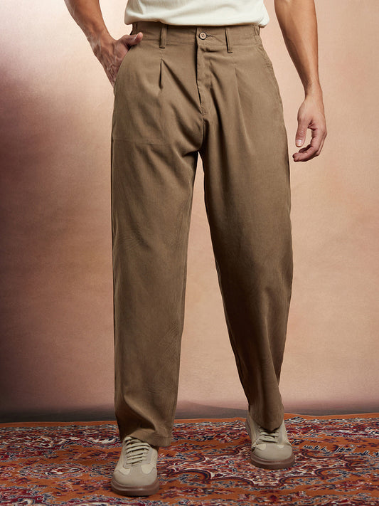 Straight-Fit Pleated Tailored Trousers