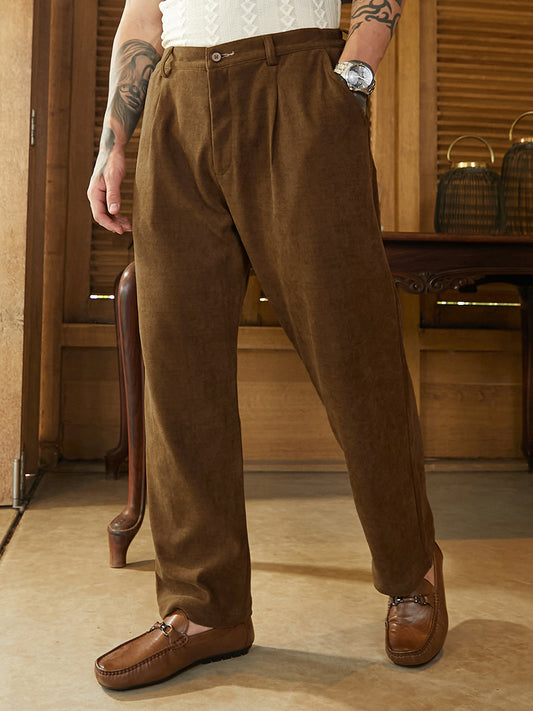 Corduroy Pleated Trousers