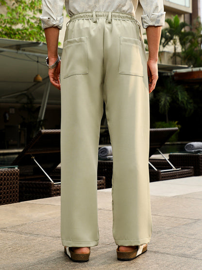 Solid Relaxed-Chino Trousers