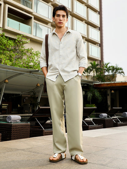 Solid Relaxed-Chino Trousers