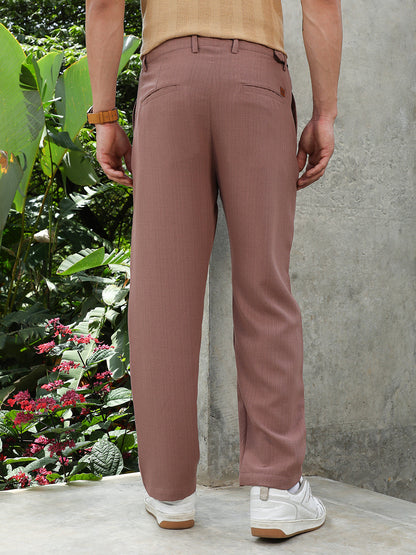 Mousse Brown Linen-Blend Cigarette Trousers