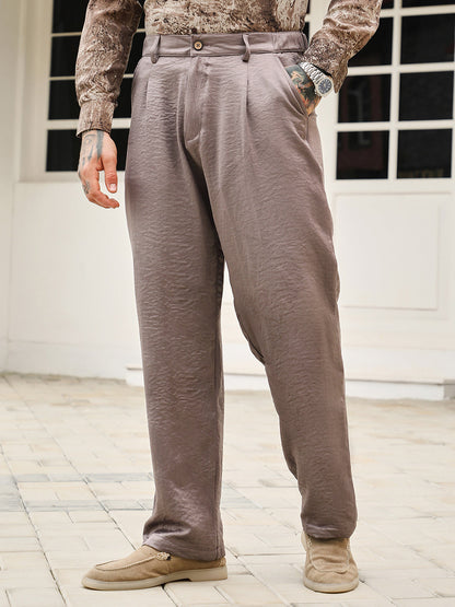 Creased-Pleated Straight Trousers