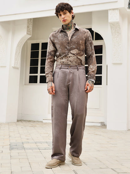 Creased-Pleated Straight Trousers