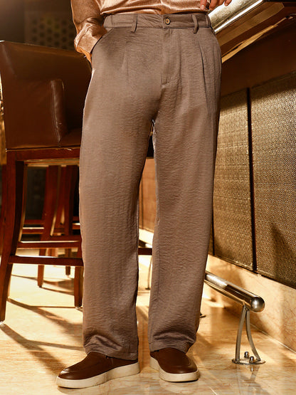 Creased-Pleated Straight Trousers