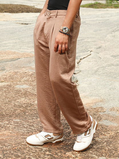 Creased-Pleated Straight Trousers