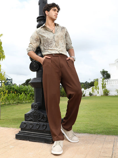 Extended-Waistband Pleated Trousers