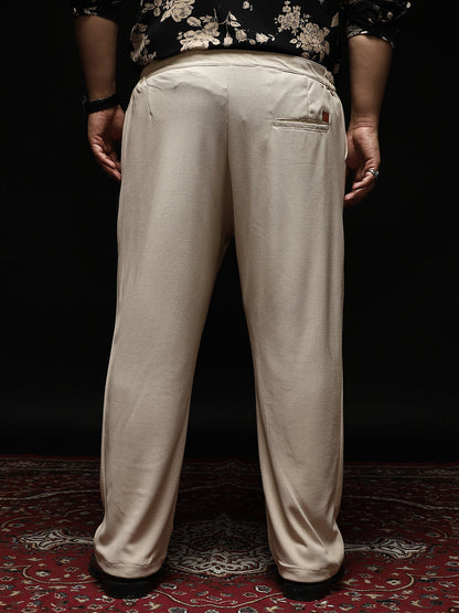 Textured Extended-Waistband Trousers