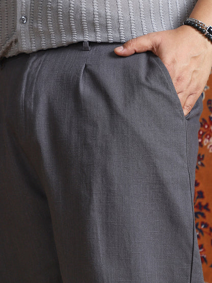 Linen-Blend Cuffed Trousers