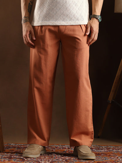 Straight-Pleated SlitTrousers