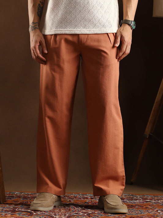 Straight-Pleated SlitTrousers