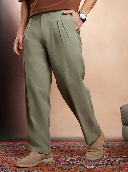 Linen-Blend Cigrette Trousers