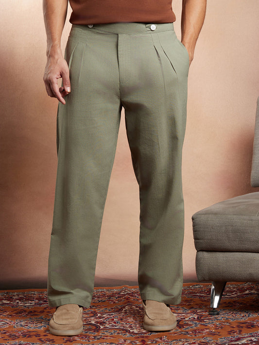 Linen-Blend Cigrette Trousers