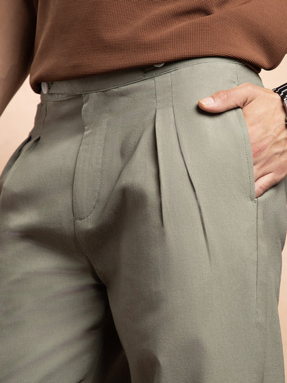 Linen-Blend Cigrette Trousers