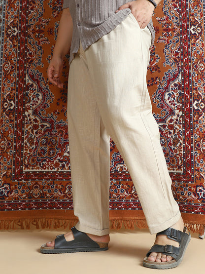 Linen-Blend Cuffed Trousers