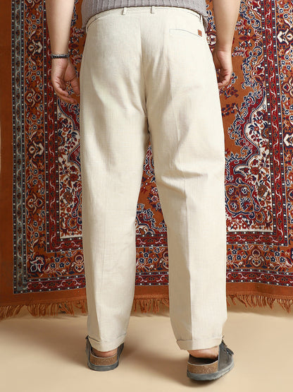 Linen-Blend Cuffed Trousers