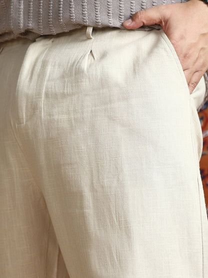 Linen-Blend Cuffed Trousers